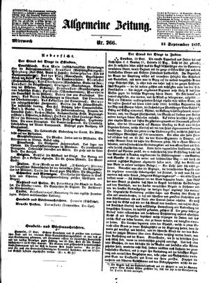 Allgemeine Zeitung vom 23.09.1857