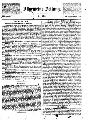 Allgemeine Zeitung vom 30.09.1857