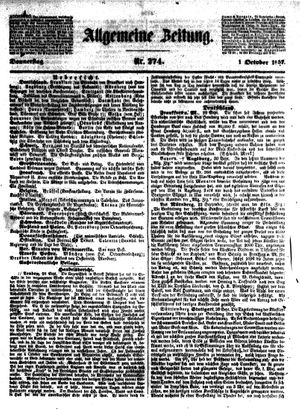 Allgemeine Zeitung vom 01.10.1857