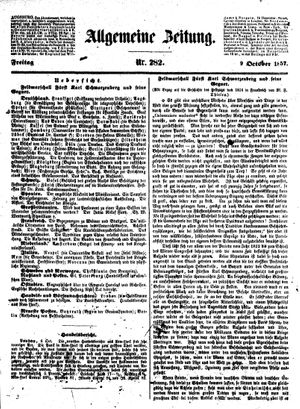Allgemeine Zeitung vom 09.10.1857