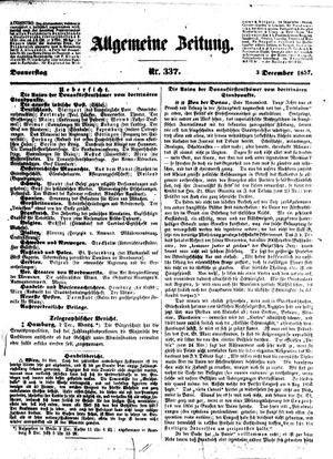 Allgemeine Zeitung vom 03.12.1857