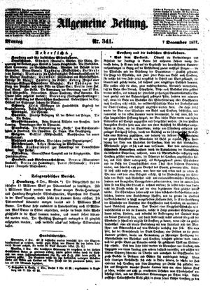 Allgemeine Zeitung vom 07.12.1857