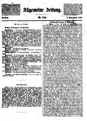 Allgemeine Zeitung on Dec 11, 1857