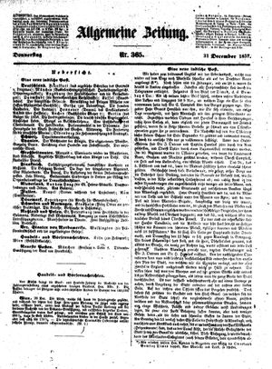 Allgemeine Zeitung vom 31.12.1857