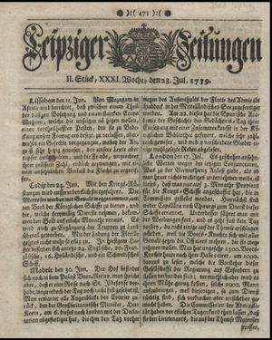 Leipziger Zeitungen vom 28.07.1739