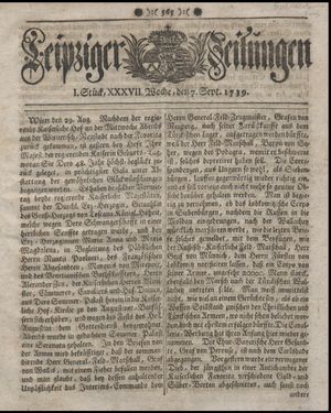 Leipziger Zeitungen on Sep 7, 1739