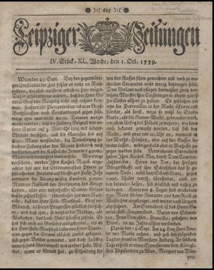 Leipziger Zeitungen vom 01.10.1739