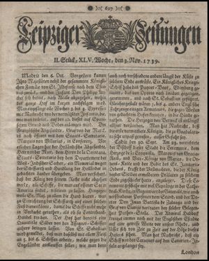 Leipziger Zeitungen on Nov 3, 1739