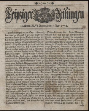 Leipziger Zeitungen vom 11.11.1739