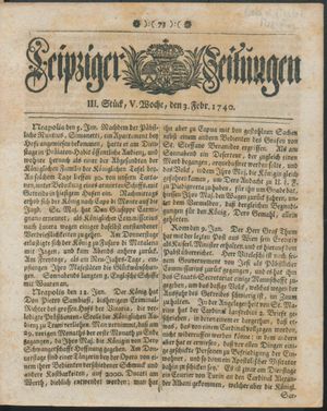 Leipziger Zeitungen vom 03.02.1740