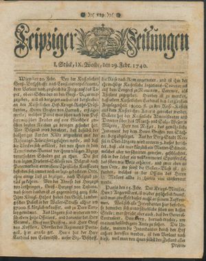 Leipziger Zeitungen vom 29.02.1740