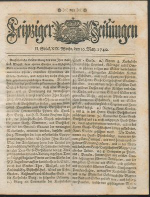 Leipziger Zeitungen vom 10.05.1740