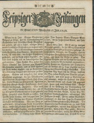 Leipziger Zeitungen vom 16.06.1740