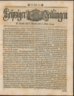 Leipziger Zeitungen vom 10.11.1740