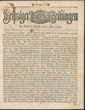 Leipziger Zeitungen vom 14.12.1740