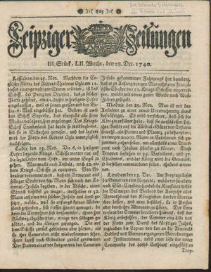 Leipziger Zeitungen vom 28.12.1740