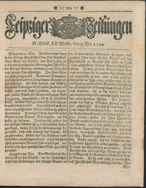 Leipziger Zeitungen on Dec 29, 1740
