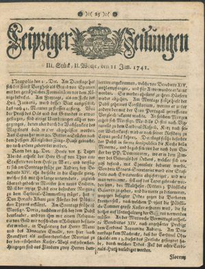 Leipziger Zeitungen vom 11.01.1741