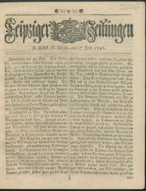 Leipziger Zeitungen vom 17.01.1741