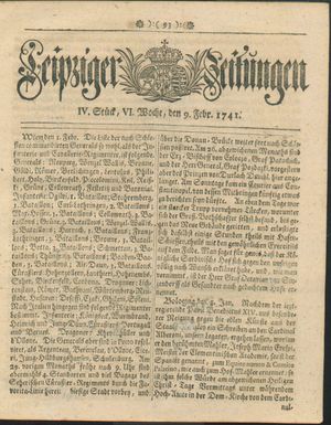 Leipziger Zeitungen vom 09.02.1741