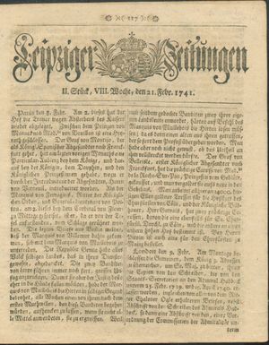 Leipziger Zeitungen vom 21.02.1741