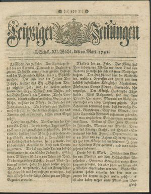 Leipziger Zeitungen vom 20.03.1741