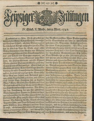 Leipziger Zeitungen vom 08.03.1742