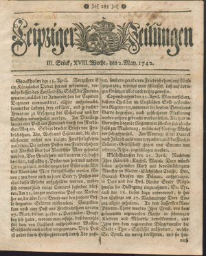 Leipziger Zeitungen vom 02.05.1742