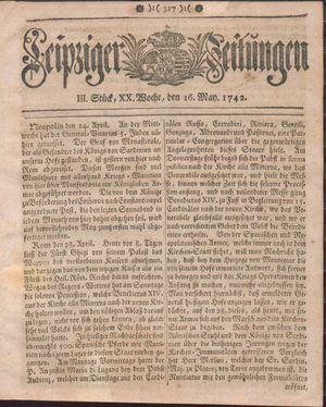 Leipziger Zeitungen vom 16.05.1742