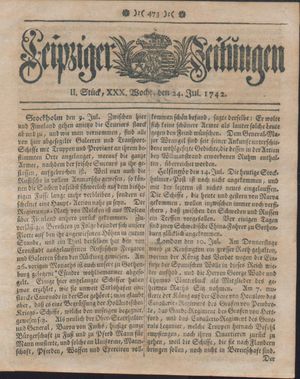 Leipziger Zeitungen vom 24.07.1742