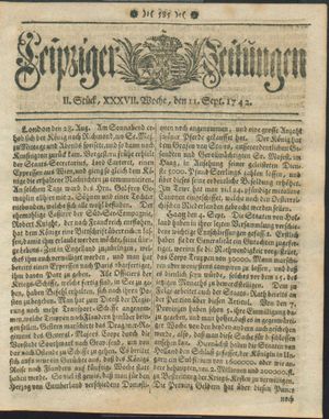 Leipziger Zeitungen vom 11.09.1742