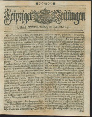 Leipziger Zeitungen vom 17.09.1742