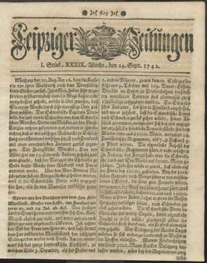 Leipziger Zeitungen on Sep 24, 1742