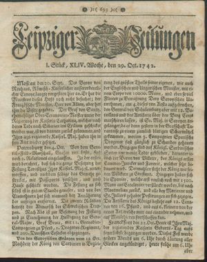 Leipziger Zeitungen vom 29.10.1742