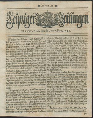 Leipziger Zeitungen on Nov 7, 1742