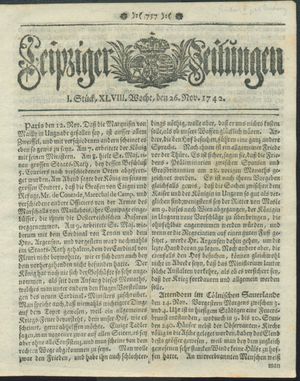 Leipziger Zeitungen on Nov 26, 1742