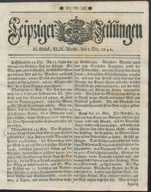 Leipziger Zeitungen on Dec 5, 1742