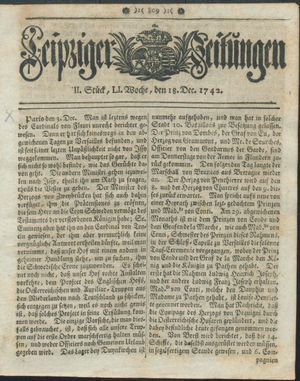 Leipziger Zeitungen vom 18.12.1742