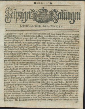Leipziger Zeitungen vom 24.12.1742