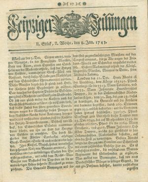 Leipziger Zeitungen vom 08.01.1743