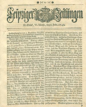 Leipziger Zeitungen vom 06.02.1743