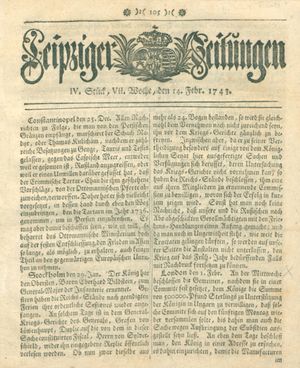 Leipziger Zeitungen on Feb 14, 1743