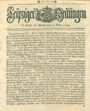 Leipziger Zeitungen vom 13.03.1743