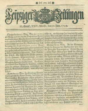 Leipziger Zeitungen vom 12.06.1743