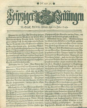 Leipziger Zeitungen vom 10.07.1743