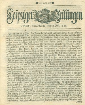 Leipziger Zeitungen vom 22.07.1743