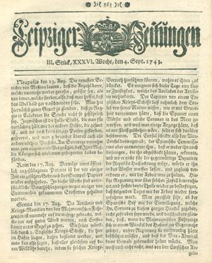 Leipziger Zeitungen vom 04.09.1743