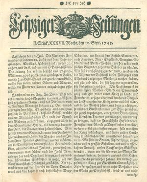 Leipziger Zeitungen vom 10.09.1743