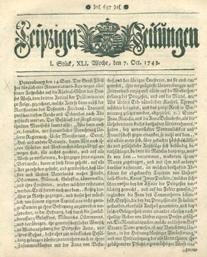 Leipziger Zeitungen vom 07.10.1743