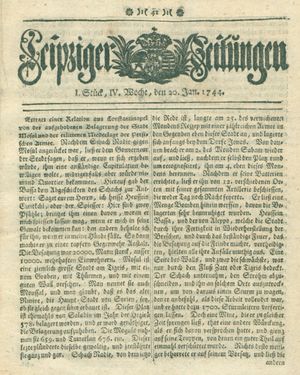 Leipziger Zeitungen vom 20.01.1744